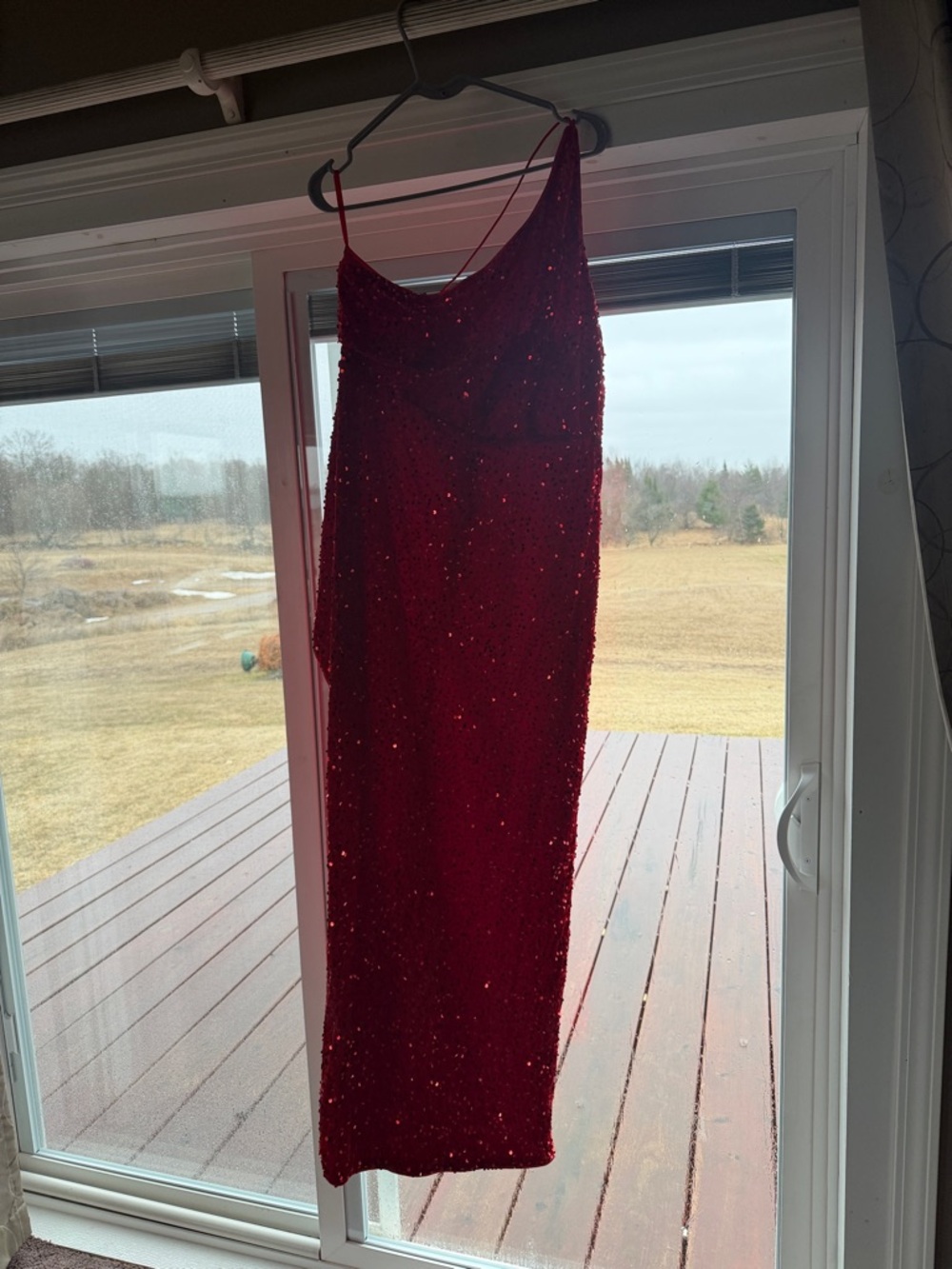Red Sequin Slip Dress